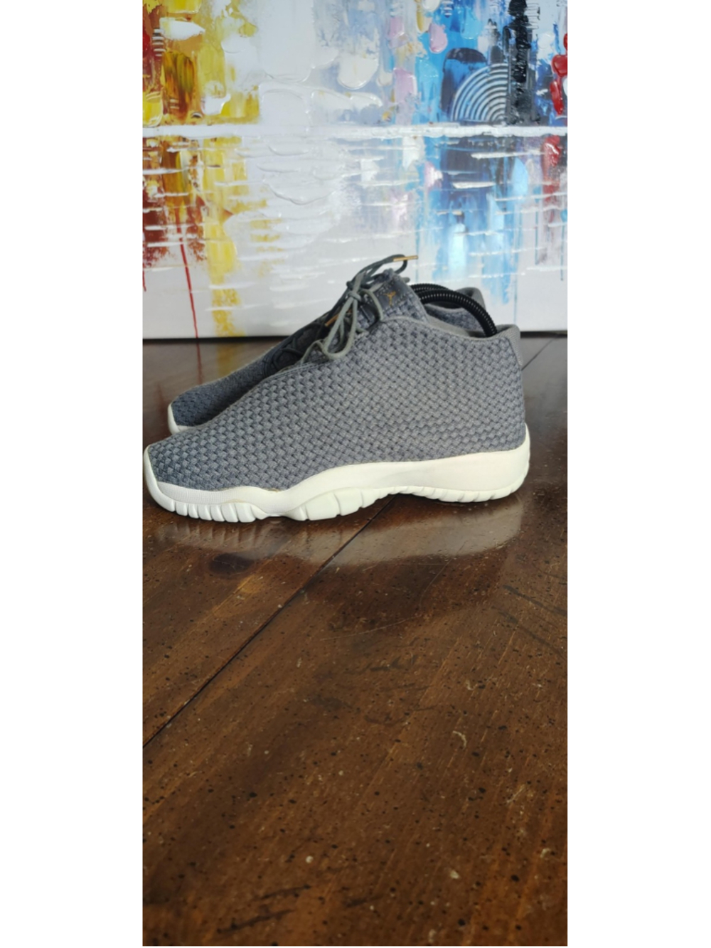 Jordan Future Shoes Youth Size 6.5Y Gray Woven Mid Top Sneakers 656504-003